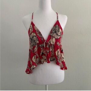 Urban Outfitters Red Floral Babydoll Camisole